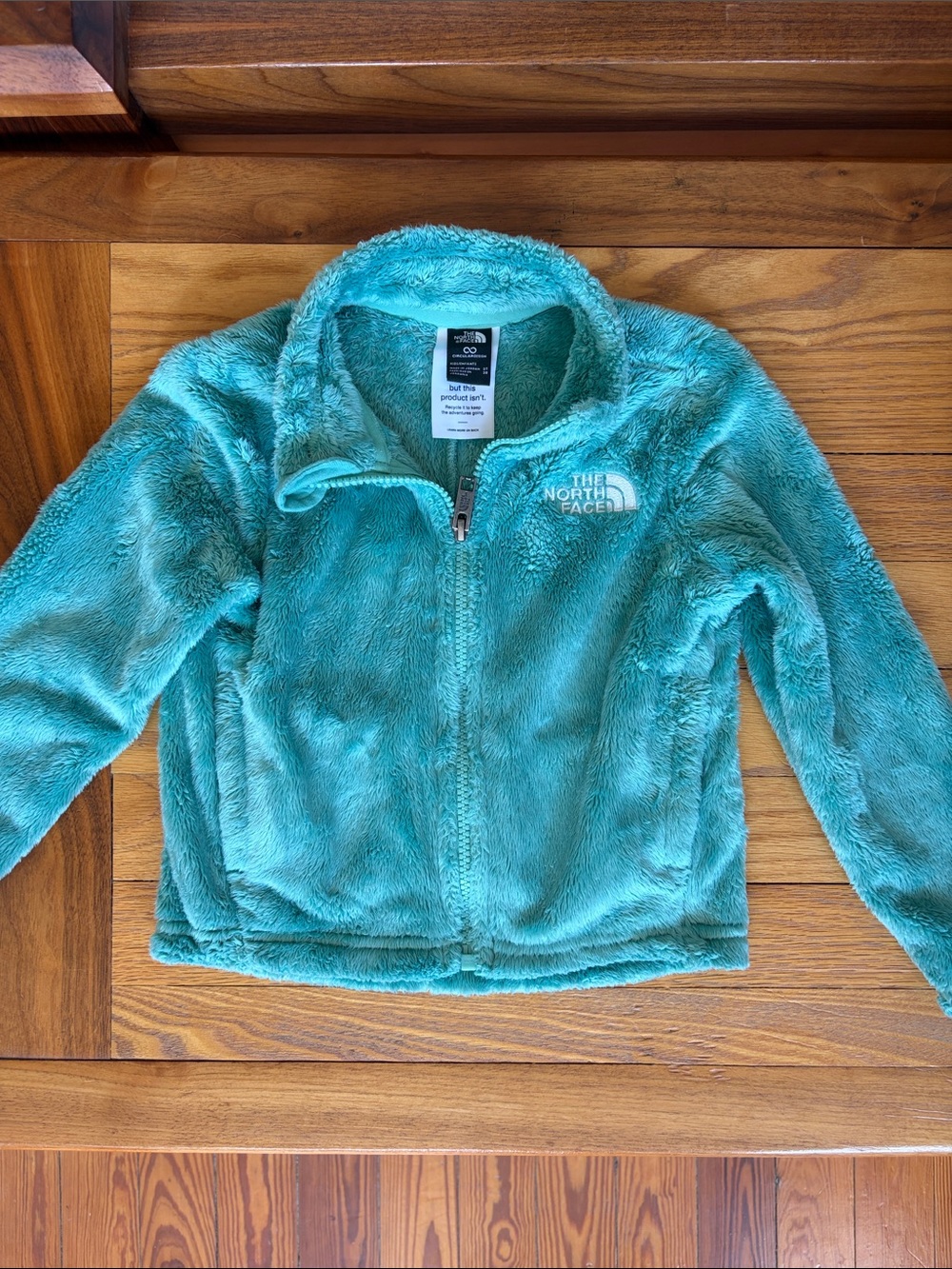 The North Face Kids Fleece Jacket 3T Aqua Teal Plush Full Zip Pockets